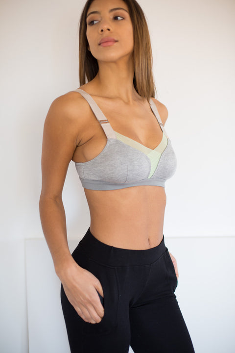 B Bra "Upcycle": Heather Grey/ Mint