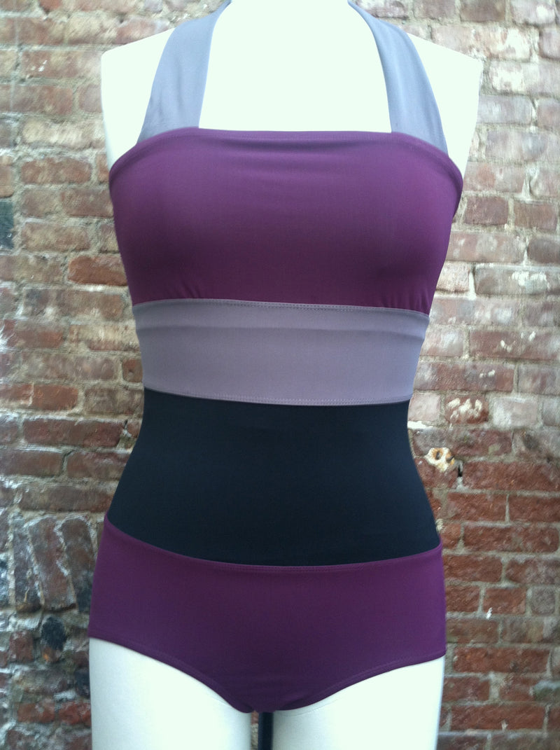 BANDAGE SWIM SUIT: DK PURPLE