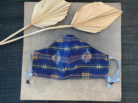 Japanese Silk Kasuri Mask (Kachikaeshi Plaid)