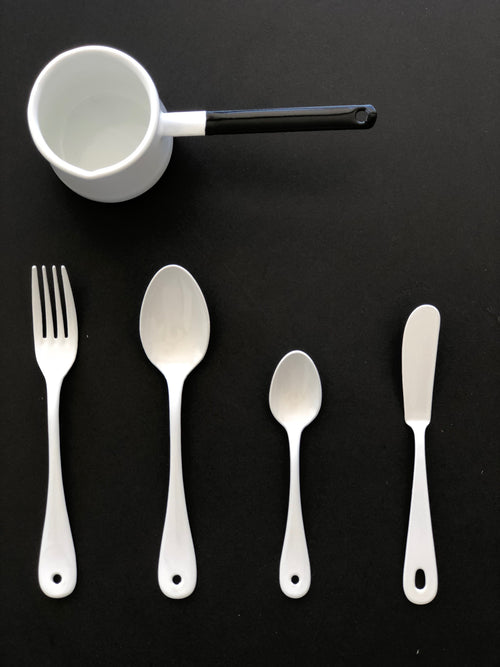 Japanese White Enamel Tea Spoon