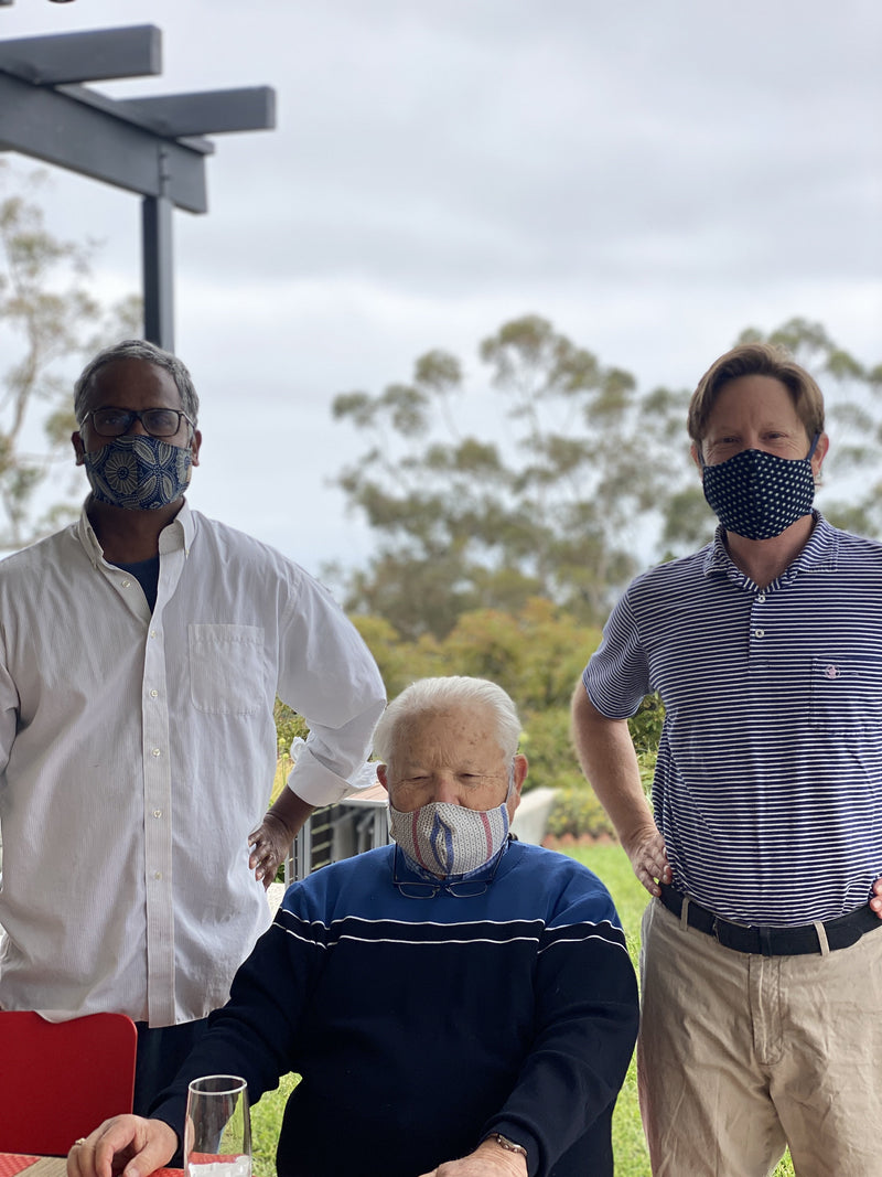 Back to Work Red x Blue Stripe Canvas Masks