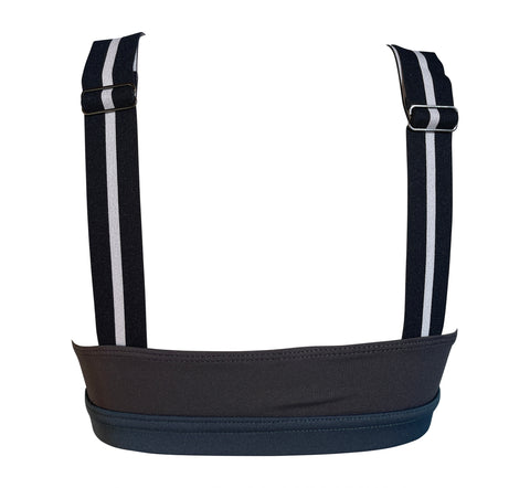 B Bra: Charcoal Marl with Stripe Straps