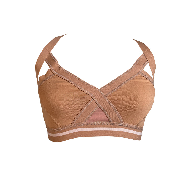 Insertion Bra W: Nude with White Stripe