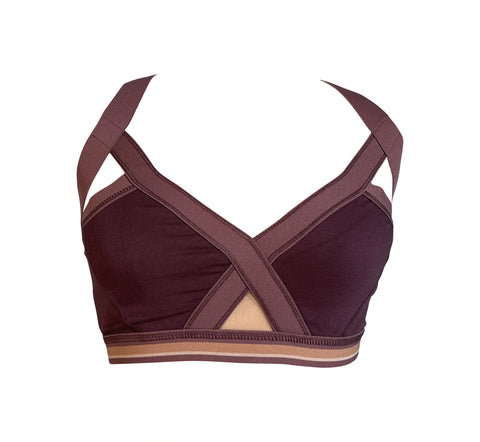 Insertion Bra: Taupe Stripe