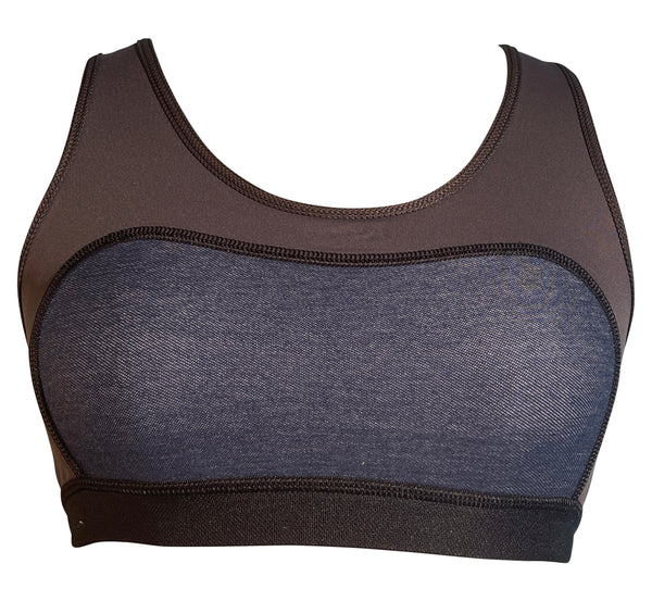 Cortex Bra: Charcoal x Blue Denim