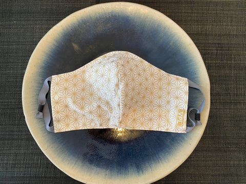 Japanese Cotton Mask (White Gold Asanoha)