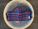 Japanese Vintage Silk Kasuri Mask (Navy x Red Plaid)