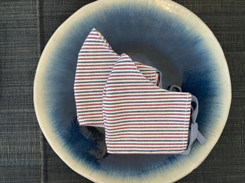 Back to Work Red x Blue Stripe Canvas Masks