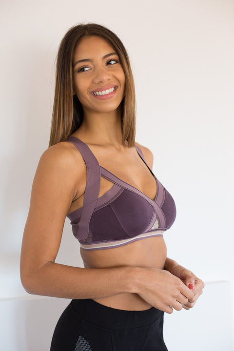 Insertion Bra: Taupe Stripe