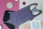 Glide One Piece Suit: Eggplant Print x Black