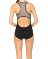 Glide One Piece Suit: Eggplant Print x Black