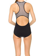 Glide One Piece Suit: Eggplant Print x Black