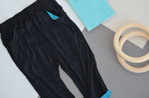 Tracking Pants: Black & Turquoise