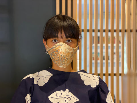 Japanese Vintage Silk Maruobi Mask (Nishijin)