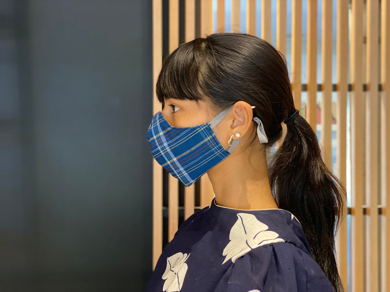 Japanese Kasuri Mask (Konnezu Plaid)