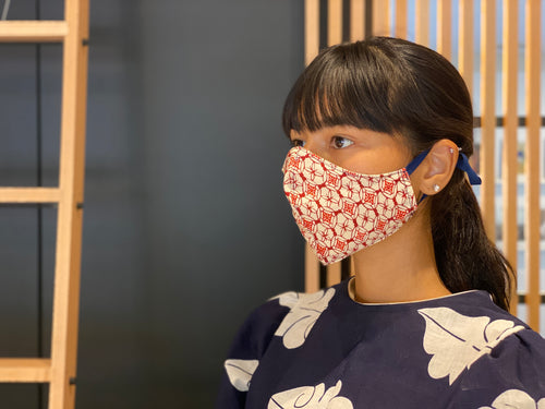 Japanese Vintage Kimono Mask Katazome (Aka)