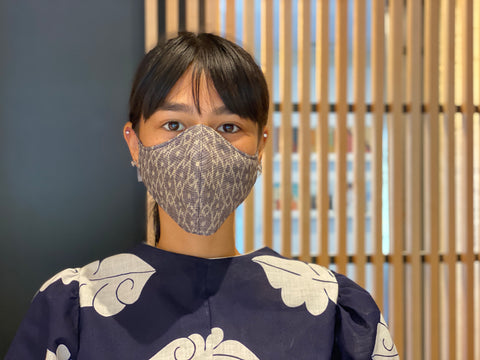 Japanese Silk Kasuri Mask(Hishigata Yamabato)