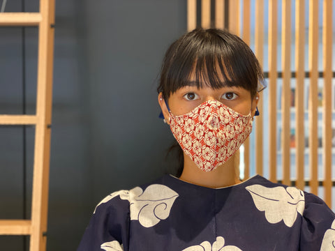 Japanese Vintage Kimono Mask Katazome (Aka)