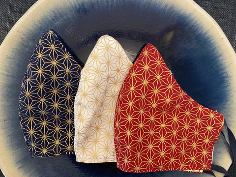 A Set of 3 Japanese Cotton Masks (Asanoha)